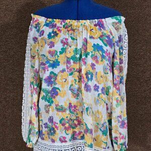 Hope & Harlow Floral Peasant Top Sz L Floral NWT